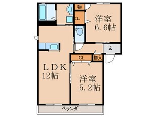 シャ－メゾン・ヴァンＢ棟の物件間取画像